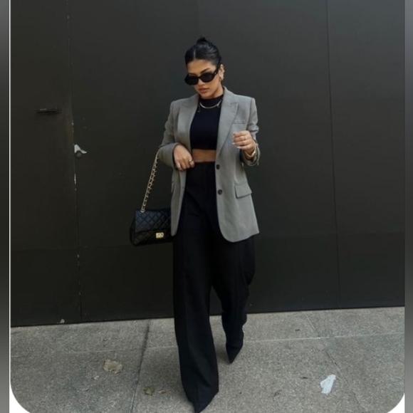 100% Wool Blazer Coat Jacket Single Button Waist 16P Grey - Picture 4 of 11